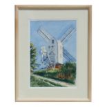 Ronald Homes (modern British) - A Windmill within a Landscape - watercolour, signed & dated '83
