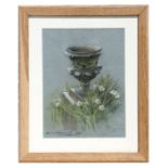 Hermione Hammond (1910-2005) - Still Life of a Classical Urn and Daisies - pastel, signed & dated