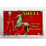 A good quality reproduction Shell enamel advertising sign 'Shell for the Utmost Horsepower', 28 by