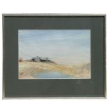 Cecil Arthur Hunt (1873-1965) - Beach Scene with Derelict Buildings - watercolour, signed lower