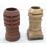Two terracotta chimney pots, each 60cms high (a/f) (2).