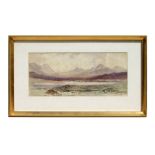 E Mackminnom, A mountainous landscape, watercolour, signed lower right. 50cm by 22cm, framed and