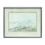 20th century British school, an estuary scene, watercolour indistinctly signed lower right, 53cm