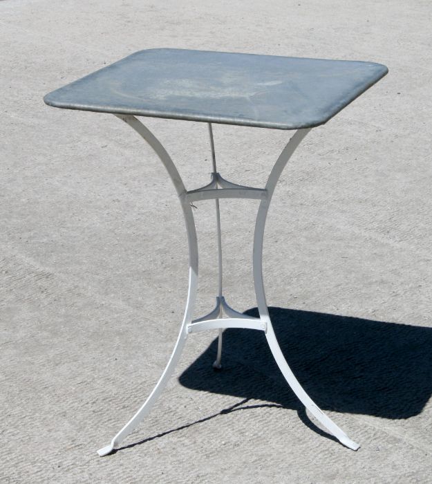 A garden or conservatory table with rectangular zinc top, 57cms wide. - Image 2 of 2
