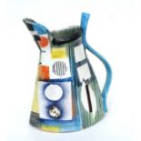 A large Paul Jackson Studio pottery jug with multi-colour abstract design, signed and dated '16 to