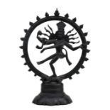 An Indian bronze figure of a multi-armed deity, 20cms high.