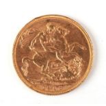 An Edward VII 1908 gold full sovereign with Perth mint mark.