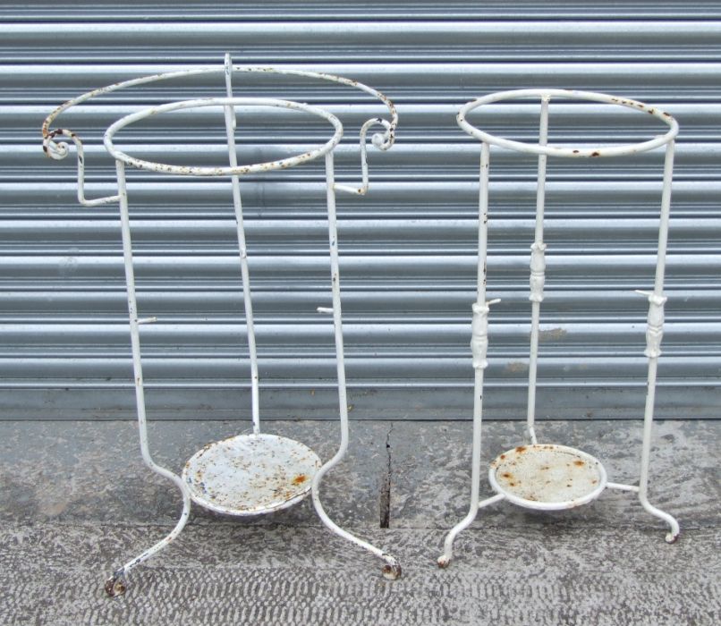 Two painted metal washbowl stands (2).