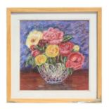 Caroline Bellamy (modern British) - Grandma's Rose Bowl - pastel, initialled lower right, framed &