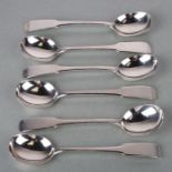 A set of six George III silver soup spoons, Edinburgh 1809, 20cms long, 329g (6).