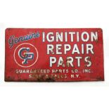 An enamel tin sign 'Ignition Repair Parts' 47 by 26cms.
