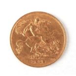 A George V 1912 gold half sovereign.