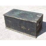 A 19th century painted pine blanket box (a/f), 93cms wide.