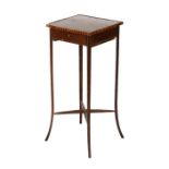 An inlaid mahogany night stand with single drawer, on square tapering legs, 31cms wide.