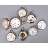 A group of modern open faced pocket watches to include Sekonda; together with a white metal cased
