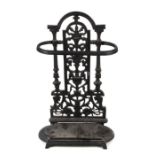 A Victorian style cast iron stick stand, 32cms wide.