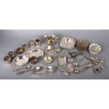 A quantity of silver and silver plated items to include ashtrays, pin dishes, napkin rings and