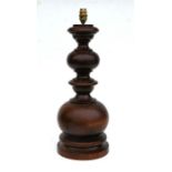 A large turned mahogany table lamp, 51cms high.Condition ReportGeneral wear, usual knocks and