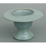 A Chinese crackle ware celadon glazed brush washer, 9cms high.
