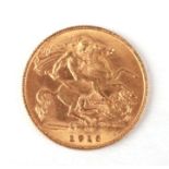 A George V 1913 gold half sovereign.