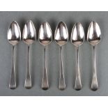 A set of six George III Old English pattern silver teaspoons, initialled 'AP', London 1797 and