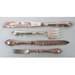 A pair of Victorian silver fish servers with silver blades and handles, the pierced blade