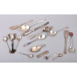 A quantity of silver and white metal items to include a boxed set of teaspoons, teaspoons, salt