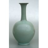 A Chinese crackle ware celadon glazed bottle vase, 30cms high.