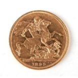 A Queen Victoria 1899 gold full sovereign with Melbourne mint mark.