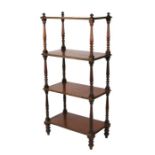 A Victorian four-tier mahogany Whatnot with turned supports, 62cms wide.Condition ReportGood overall