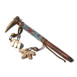 North American / Tribal Art: A Native American Indian 'one shot tobacco pipe' on stand, 31cms