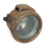 A brass Lucas 'King of the Road' motorcycle carbide / acetylene headlamp, model no: 320, 14cms