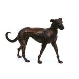 A large cold painted bronze figure of a greyhound, 31.5cms long.