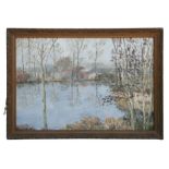 Deman - River Landscape - Impressionist style, oil on board, signed lower right, framed, 66 by