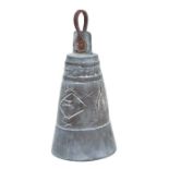 An Indian / Tibetan conical bronze bell, 26cms high.