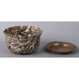 An Ottoman silver bowl decorated with stylised figures, with impressed Tughra mark, 9.5cm