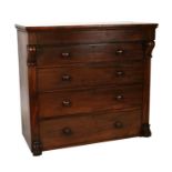 A 19th century mahogany Scottish chest with a single frieze drawer above four graduated long