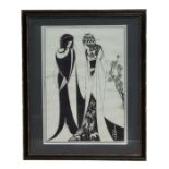 Aubrey Beardsley (1872-1898) - Oscar Wilde's Salome - black & white print, framed & glazed, 26 by