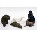 A group of Artforum resin sculptures to include Bear and Cub, 16cms high; Baggy Bears Lazy Bones,