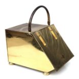 An Art Deco brass coal scuttle, 29cms wide.