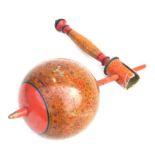 A large Kashmiri singing spinning top toy with handle, approx 30cms high.