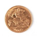 An Edward VII 1908 gold half sovereign.