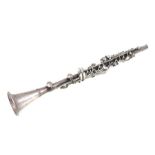 An early 20th century Cleveland Musical Instrument Co. silver plated clarinet, 55cms long (missing