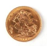 A George V 1920 gold full sovereign with Perth mint mark.