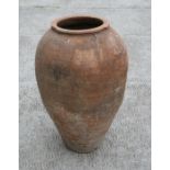 A large Mediterranean terracotta olive jar, 55cms high.