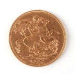 An Edward VII 1904 gold full sovereign with Perth mint mark.