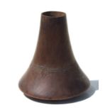 African Art / Tribal Art: a Ugandan Himba wooden milk pot of tapering conical form with incised