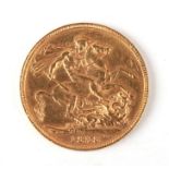 A Queen Victoria 1898 gold full sovereign.