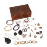 A quantity of costume jewellery to include a Swedish silver brooch; a Whitby jet pendant;