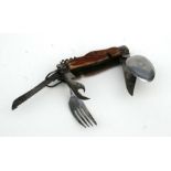 An early 20th century military Campaign style multi-tool pocket knife.